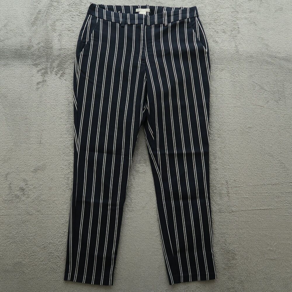 H&M Pants Women's Size 6 Blue/White Mid-Rise Skinny Leg 27" Inseam Striped